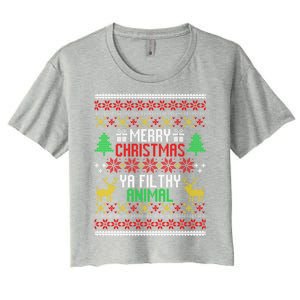 Funny Alone At Home Movies Merry Christmas You Filty Animal Gift Women's Crop Top Tee