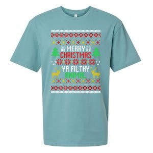 Funny Alone At Home Movies Merry Christmas You Filty Animal Gift Sueded Cloud Jersey T-Shirt