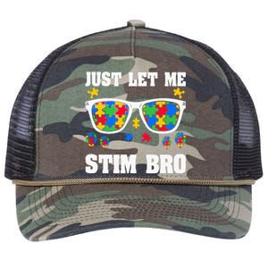 Funny Autism Awareness Just Let Me Stim Bro Retro Rope Trucker Hat Cap