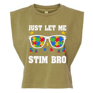 Funny Autism Awareness Just Let Me Stim Bro Garment-Dyed Women's Muscle Tee