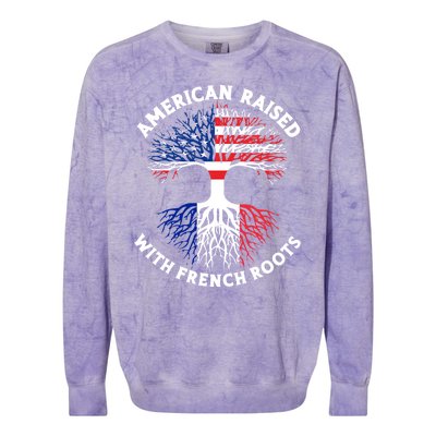 French American American French Flag Roots Funny Colorblast Crewneck Sweatshirt