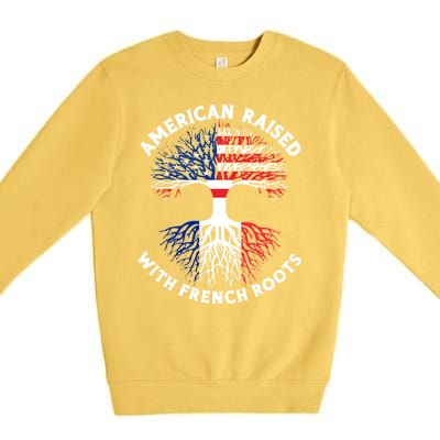 French American American French Flag Roots Funny Premium Crewneck Sweatshirt