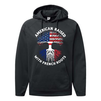 French American American French Flag Roots Funny Performance Fleece Hoodie