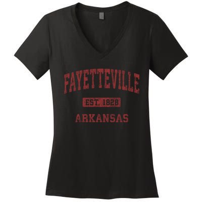 Fayetteville Arkansas Ar Vintage Athletic Sports Design Women's V-Neck T-Shirt