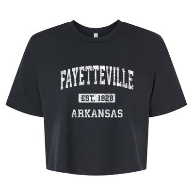 Fayetteville Arkansas Ar Vintage Athletic Sports Design Bella+Canvas Jersey Crop Tee