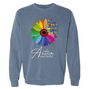 Floral Autism Awareness Daisy Flower For Men Women Long Sleeve Garment-Dyed Sweatshirt