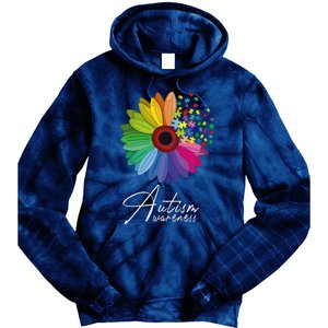 Floral Autism Awareness Daisy Flower For Men Women Long Sleeve Tie Dye Hoodie