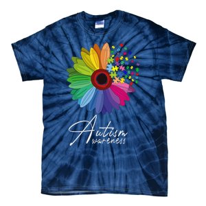 Floral Autism Awareness Daisy Flower For Men Women Long Sleeve Tie-Dye T-Shirt