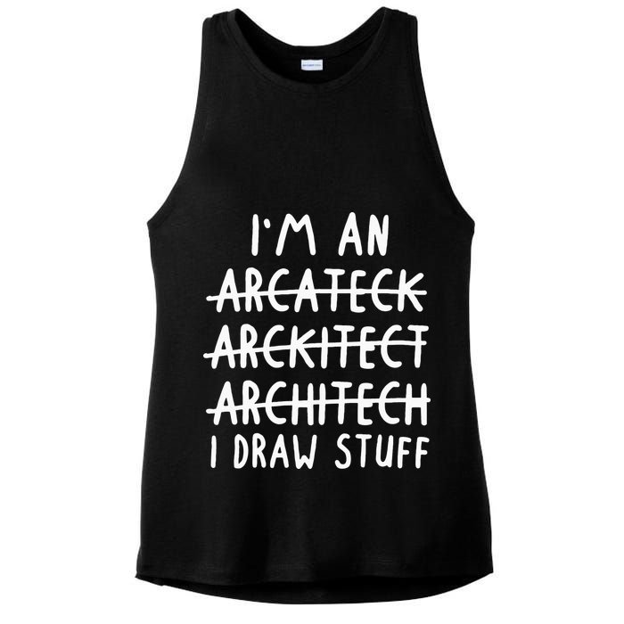 Funny Architect Art Wo Future Architecture Pun Lovers Ladies PosiCharge Tri-Blend Wicking Tank