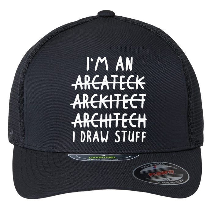 Funny Architect Art Wo Future Architecture Pun Lovers Flexfit Unipanel Trucker Cap