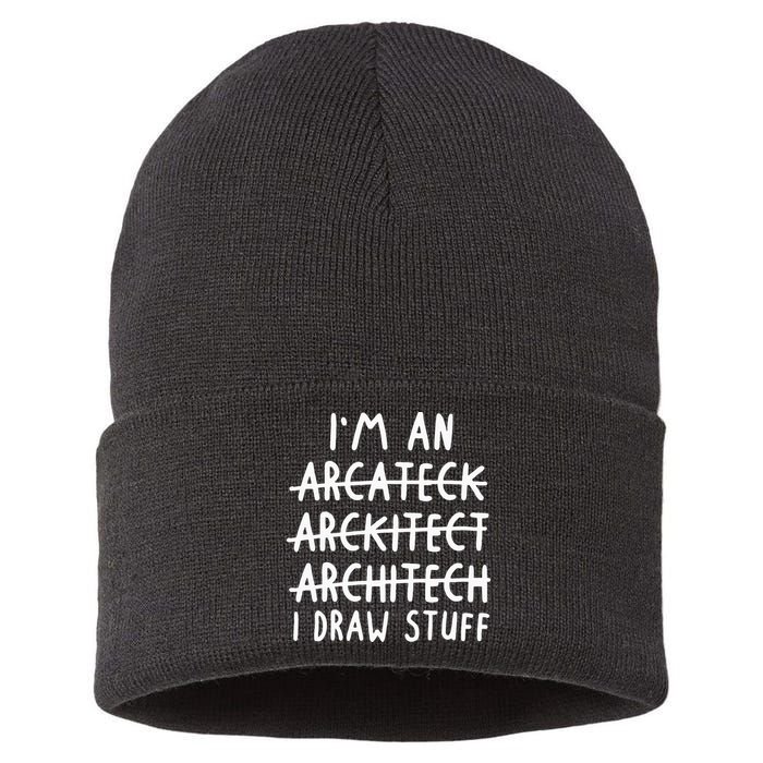 Funny Architect Art Wo Future Architecture Pun Lovers Sustainable Knit Beanie