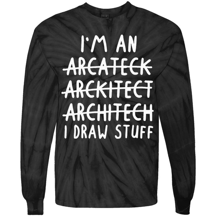 Funny Architect Art Wo Future Architecture Pun Lovers Tie-Dye Long Sleeve Shirt