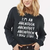 Funny Architect Art Wo Future Architecture Pun Lovers Cropped Pullover Crew