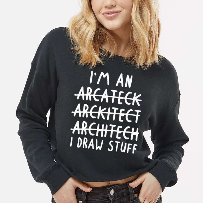 Funny Architect Art Wo Future Architecture Pun Lovers Cropped Pullover Crew