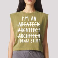 Funny Architect Art Wo Future Architecture Pun Lovers Garment-Dyed Women's Muscle Tee