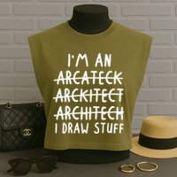 Funny Architect Art Wo Future Architecture Pun Lovers Garment-Dyed Women's Muscle Tee