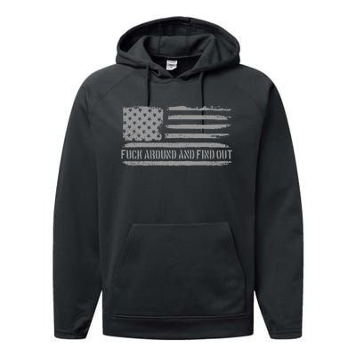 Fuck Around And Find Out American Flag 4th Of July Fafo Performance Fleece Hoodie