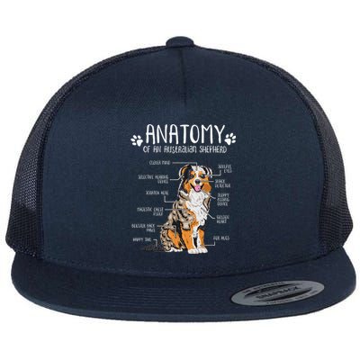 Funny Anatomy Australian Shepherd Dog Lover Aussie Flat Bill Trucker Hat