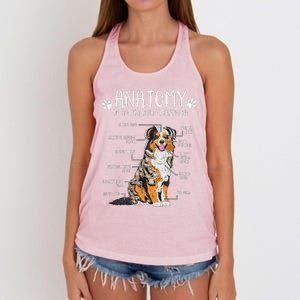 Funny Anatomy Australian Shepherd Dog Lover Aussie Women's Knotted Racerback Tank