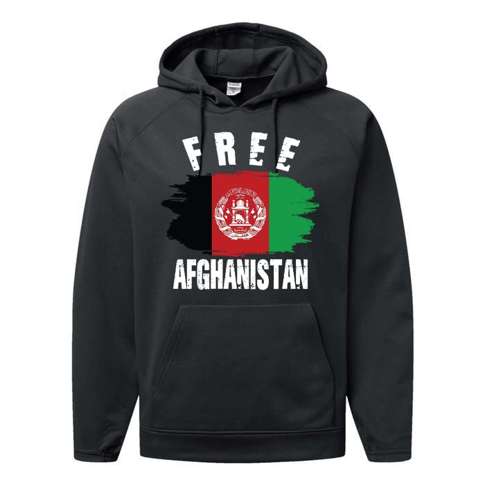 Free Afghanistan AFG Flag Performance Fleece Hoodie