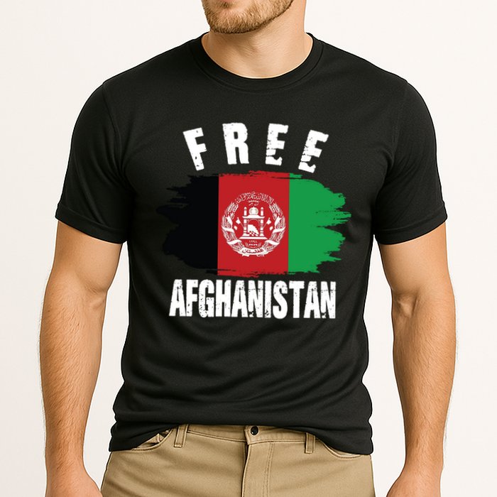 Free Afghanistan AFG Flag Cooling Performance Crew T-Shirt