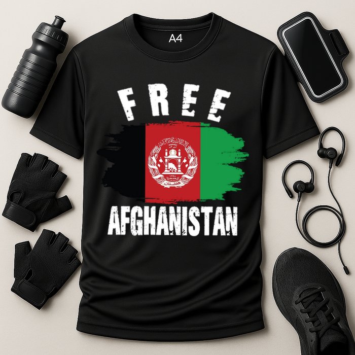 Free Afghanistan AFG Flag Cooling Performance Crew T-Shirt