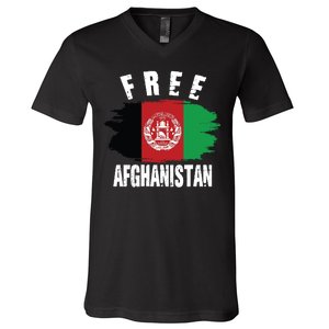 Free Afghanistan AFG Flag V-Neck T-Shirt