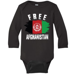 Free Afghanistan AFG Flag Baby Long Sleeve Bodysuit