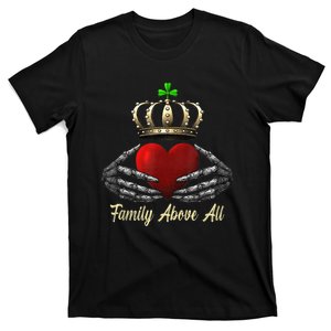 Family Above All Irish Claddagh Ring Heart With Crown Retro T-Shirt