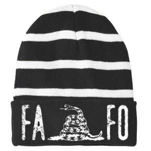 Fuck Around And Find Out FAFO F Around And Find Out Striped Beanie with Solid Band