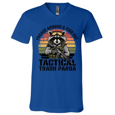 Forage Around And Find Out Tactical Trash Panda Funny Raccoon Meaningful Gift V-Neck T-Shirt