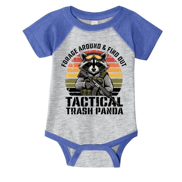 Forage Around And Find Out Tactical Trash Panda Funny Raccoon Meaningful Gift Infant Baby Jersey Bodysuit