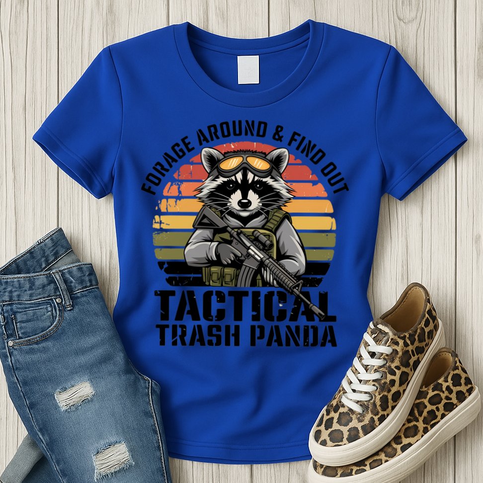 Forage Around And Find Out Tactical Trash Panda Funny Raccoon Meaningful Gift Womens T-Shirt
