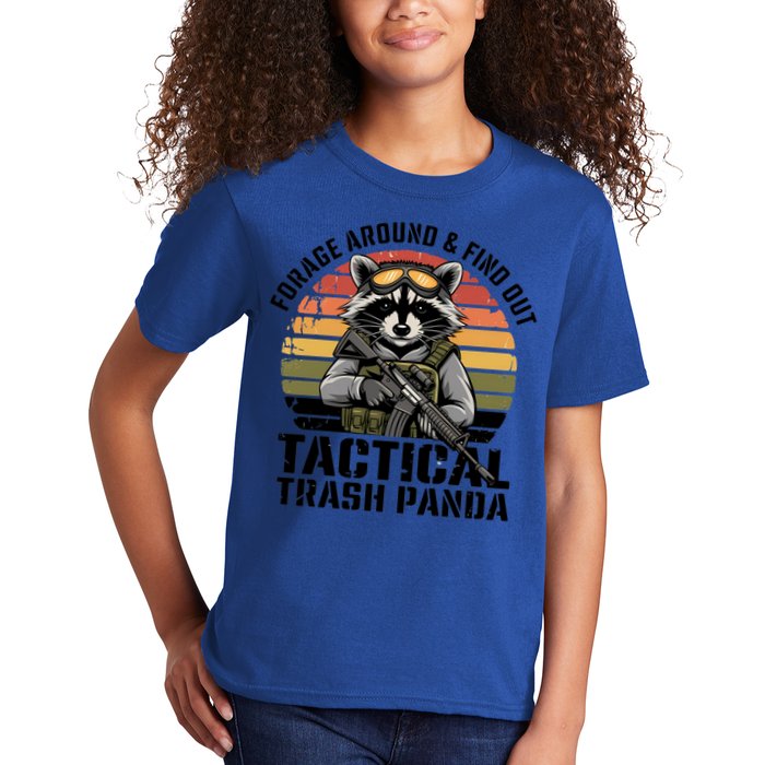 Forage Around And Find Out Tactical Trash Panda Funny Raccoon Meaningful Gift Kids T-Shirt
