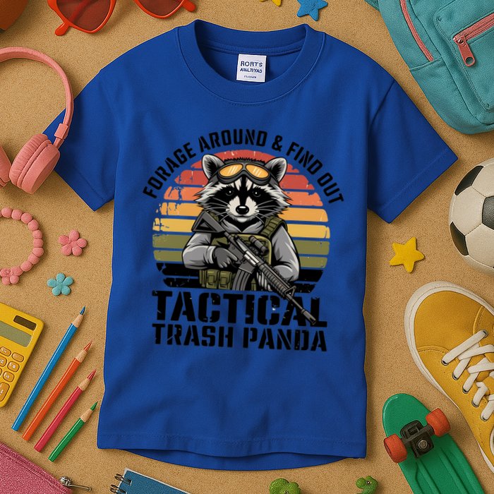 Forage Around And Find Out Tactical Trash Panda Funny Raccoon Meaningful Gift Kids T-Shirt
