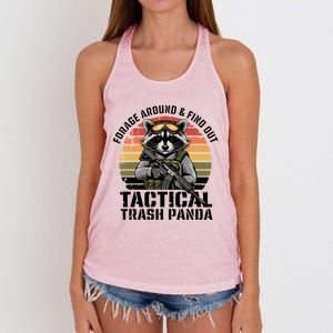 Forage Around And Find Out Tactical Trash Panda Funny Raccoon Meaningful Gift Women's Knotted Racerback Tank