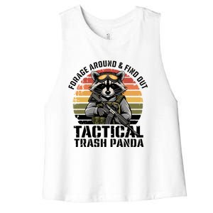 Forage Around And Find Out Tactical Trash Panda Funny Raccoon Meaningful Gift Women's Racerback Cropped Tank