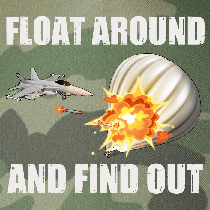 Float Around And Find Out Military Jet Shooting Balloon Legacy Tie Dye Trucker Hat