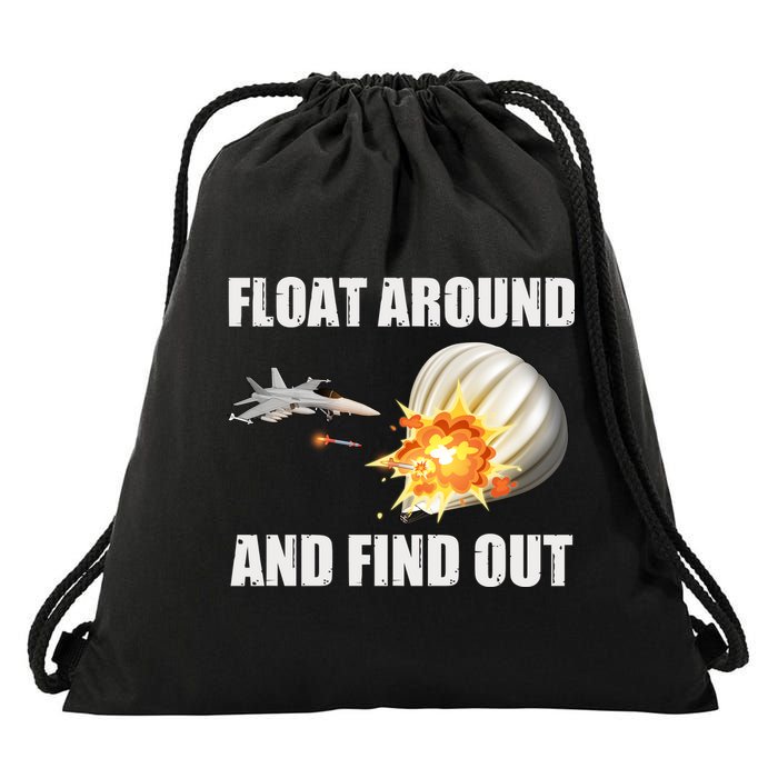 Float Around And Find Out Military Jet Shooting Balloon Drawstring Bag