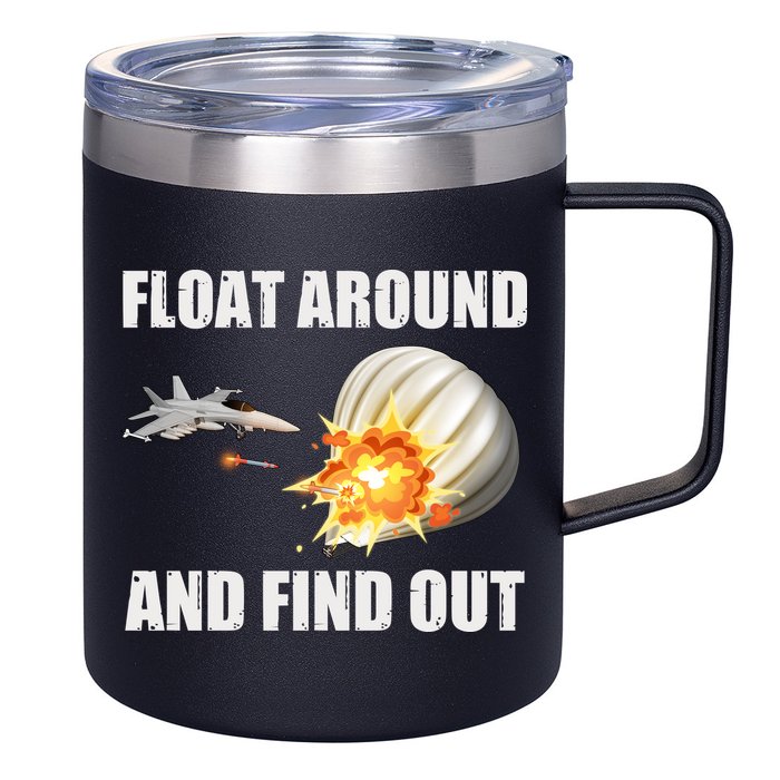 Float Around And Find Out Military Jet Shooting Balloon 12oz Stainless Steel Coffee Mug