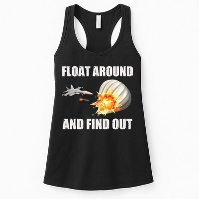 Float Around And Find Out Military Jet Shooting Balloon Womens Tank Top
