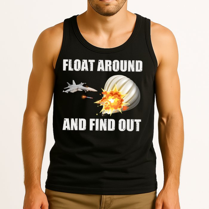 Float Around And Find Out Military Jet Shooting Balloon Tank Top