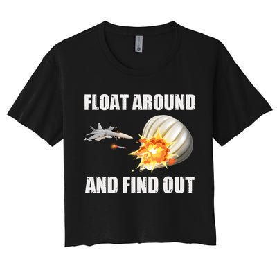 Float Around And Find Out Military Jet Shooting Balloon Crop Top