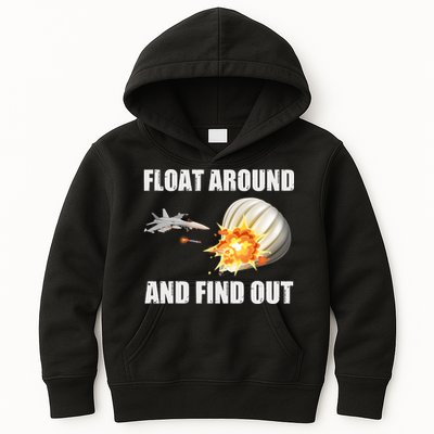 Float Around And Find Out Military Jet Shooting Balloon Kids Hoodie