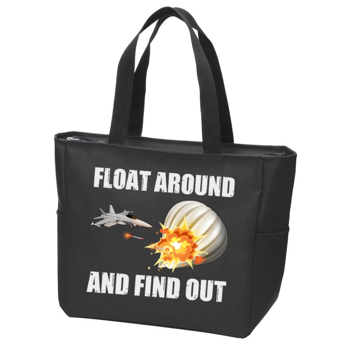 Float Around And Find Out Military Jet Shooting Balloon Zip Tote Bag