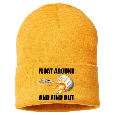 Float Around And Find Out Military Jet Shooting Balloon Sustainable Knit Beanie