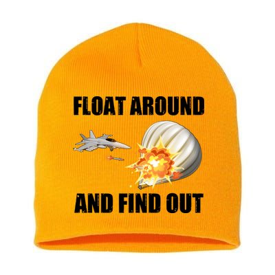 Float Around And Find Out Military Jet Shooting Balloon Short Acrylic Beanie