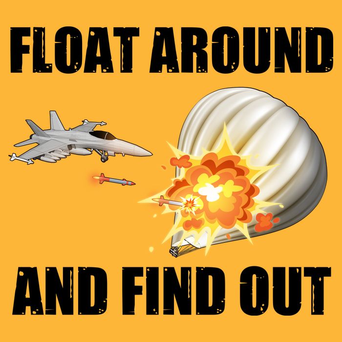 Float Around And Find Out Military Jet Shooting Balloon Kids T-Shirt