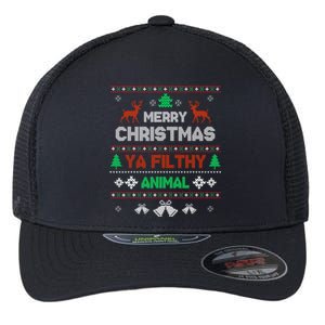 Funny Alone At Home Movies Merry Christmas You Filty Animal Gift Flexfit Unipanel Trucker Cap