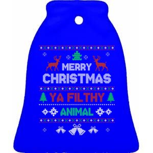 Funny Alone At Home Movies Merry Christmas You Filty Animal Gift Ceramic Bell Ornament